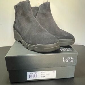 Eileen Fisher Charcoal Suede Ankle Boots